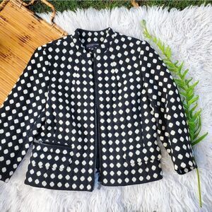 New Jones New York Zipper Front Polka Dot Wool Blend Blazer Jacket. Sz 6
